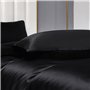 Teamllong Satin Housse de Couette 200x200 Noir, 3 Pièces Couleur Pure Satinée Parure de Lit Adulte 2 Personnes Luxe Lisse Doux S