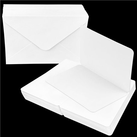 Diompirux 50x Blanc Enveloppes+ 50x Feuilles Cartes Vierges
