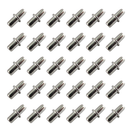 Lot de 30 support d'étagère 5 mm en nickel plaqué – Support d'étagère – Support de planche – Supports de plancher