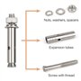 Iyowei 15 Pièces Vis d'Expansion Inoxydable 304 Boulon d'Expansion en Acier Inoxydable Cheville à Béton Charge Lourd Devoir Ancr