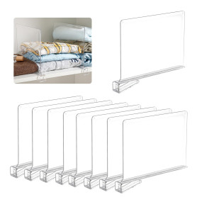 Kasanni 8 PièCes Separateur Etagere 30 X 20 Cm Transparent SéParateurs D'éTagèRes en Acrylique Convient Aux Chambres à Coucher
