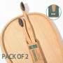 Lot de 12 brosses à dents au charbon de bois en bambou naturel | Brosse à dents avec poils doux (Lot de 12)