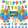 Fournitures de fête mathématiques - Décorations de fête d'anniversaire mathématiques comprenant une bannière d'anniversaire math