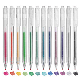 EooUooIP Lot de 12 stylos à encre gel à paillettes - Stylos à encre gel de couleur métallique avec encre à séchage rapide - 1 mm
