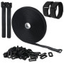 Sangles de Câble Réglables de 10m avec 50 boucles et 20 Attache Câble Serre Cable Bande Sangle Réutilisable Câble Management Fac