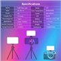 LUXCEO RGB Lampe vidéo LED,Mini Lampe de Caméra Portable CRI 95+,lumière vidéo Dimmable 3000K/6000K, Rechargeable 3000mAh pour v