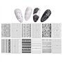 12 Feuilles Dentelle Noire et Blanche Stickers Ongles