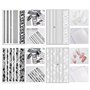 12 Feuilles Dentelle Noire et Blanche Stickers Ongles, 3D Auto-adhésif Nail Art Autocollant Décalcomanies Set, Autocollants Ongl