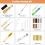 ADERTOS 25PCS Kit de Couture Cuir, Kit Reparation Cuir Aiguille Cuir Poincon Couture Fil Ciré Artisanat du Cuir Outil à Main Aig
