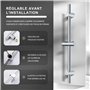 TODOT Barre de douche Chromé 70cm, Barre de douche en acier inoxydable avec Support de pommeau de douche pivotant à 360° et Fixa