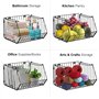 Fuleadture Lot de 2 grands paniers rangement empilables en fil métallique pour organiser la cuisine, le garde-manger, congélateu