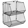 Fuleadture Lot de 2 grands paniers rangement empilables en fil métallique pour organiser la cuisine, le garde-manger, congélateu
