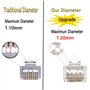 PETECHTOOL Lot de 50 connecteurs RJ45 Cat6 Cat6a 23AWG Plaqués or 8P8C Ethernet Modulaire Plug UTP pour câbles solides non blind