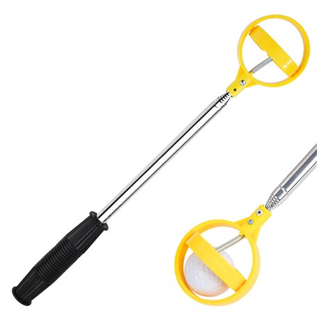 Retriever de Balle de Golf Télescopique Outil Acier Inoxydable Golf Ball Retriever Accessoires Portable Poignée Confortable pour