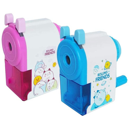 Meet-shop Taille-Crayon à Manivelle Mode Manuel 2 packs Manivelle Machine à Tailler avec Conteneur pour Enfants Etudiants Ecole