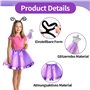 Costume Carnaval Fille Jupe Tulle Violet avec Ailes de Papillon Serre-Tête Masque Baguette de Fée Ta