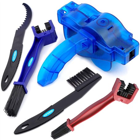 WJMY Bike Chain Cleaner Kit Nettoyage Velo 5 pièces Nettoyeur de Chaîne De Vélo pour Tous Les Types de Vélos pour Chaîne/Pneus/P