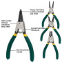 Gobesty Pinces à circlips, 4 pinces à circlips Pinces à circlips Pinces à circlips 125 mm Poignées antidérapantes Pinces à annea