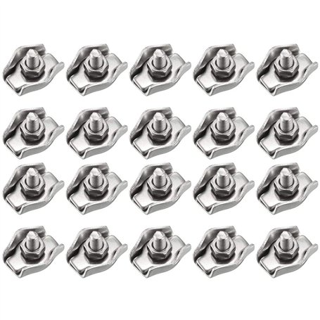 20 Morceaux Serre-Câble en Acier Inoxydable