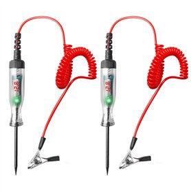Lot de 2 testeurs de tension pour voiture - Sporgo 3-120 V CC - Avec pince crocodile - Fil à ressort - Testeur de tension avec v