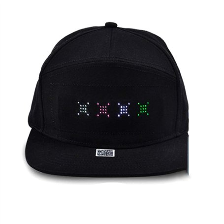 Neborn Hip Hop Chapeaux pour Hommes Femmes Bluetooth LED Chapeau Programmable Crédit Rôle Message Panneau d'affichage Baseball H