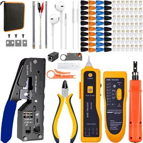 MAYLINE Cirmpature pour câbles réseau RJ45 Pince à sertir Kit d'outils réseau et câbles à sertir RJ45 RJ12 CAT5 CAT6 Pince entre