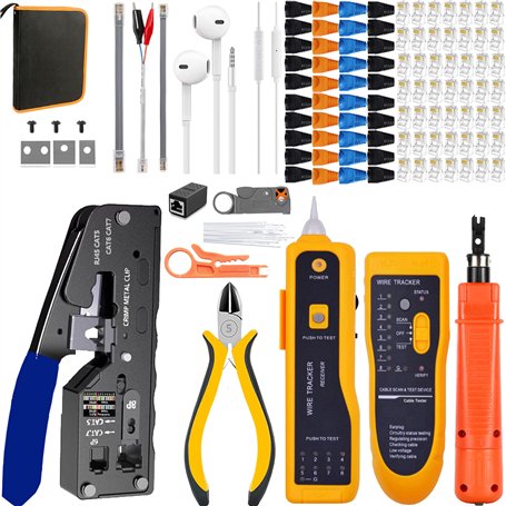 MAYLINE Cirmpature pour câbles réseau RJ45 Pince à sertir Kit d'outils réseau et câbles à sertir RJ45 RJ12 CAT5 CAT6 Pince entre