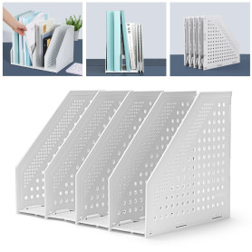 Porte-revues pliable en plastique ECO-PP robuste pour le bureau et la maison - Classeur sur pied peu encombrant avec 4 compartim