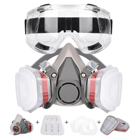 Rawhui Masque Anti Poussiere avec Filtres et Lunettes de Protection
