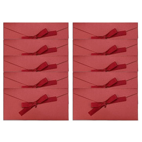 FIBOUND - Enveloppe - Rouge - 10 Unités - 22x11 cm - Fermeture à Rabat - Parfaite pour les Invitations et Cartes de Mariage - St