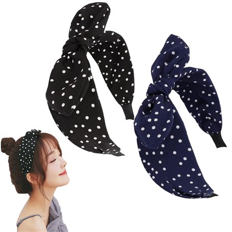 FIBOUND 2 Lot Bandeau À Pois Avec Nœud