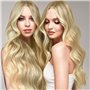 EUPSIIU Perruques Longues Ondulée Blond pour Femmes Perruque, 27’’Cheveux Bouclés Synthétique Résistante à la Chaleurséparation 