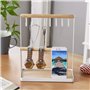 Jsleid porte bijoux, support bijoux, Porte-bijoux métal, Présentoir bijoux, Présentoir bijoux bois, Porte-collier avec plateau, 