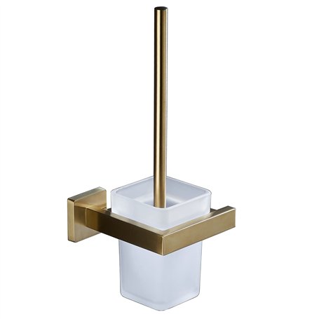 Brosse de Toilette avec Support de Rangement en Acier Inoxydable antirouille Support Mural de Style Moderne Finition Or brossé G