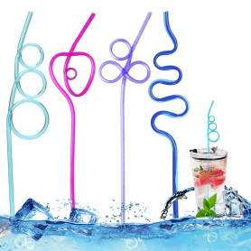 Lot de 12 pailles réutilisables en plastique pour smoothie