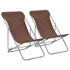 Tidyard Jeu de 2 Chaises de Plage Pliable (Inclinaison dans 3 Positions) en Acier et Tissu Oxford Marron- Divers Couleurs aux Ch