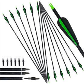 D&Q 12PCS 31inch Flèches de tir à l’Arc Fibreglass Shaft Spine 550 Flèches de ciblage de Chasse pour recurve Bow Compound Bow wi