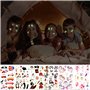 Qpout Enfants tatouages temporaires, 135 tatouages lumineux de dessin animé de style mixte,tatouage de pirate de dinosaure anima
