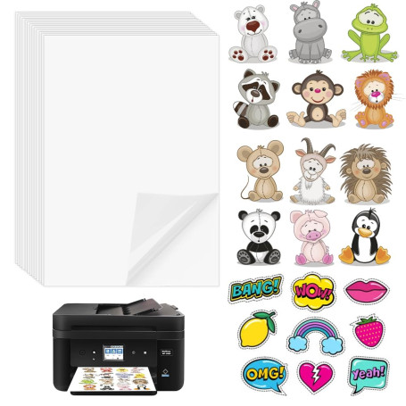 YBCCBY 40PCS Papier Autocollant Transparent 210*297mm Papier Autocollant Imprimante Papier Autocollant Jet d'Encre A4 Vinyle Imp