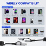 2 en 1 Cable Spirale Voiture pour Apple CarPlay et Android Auto [MFi & 3A Charge Rapide], Câble Multi USB avec Lightning USB C C