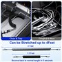2 en 1 Cable Spirale Voiture pour Apple CarPlay et Android Auto [MFi & 3A Charge Rapide], Câble Multi USB avec Lightning USB C C