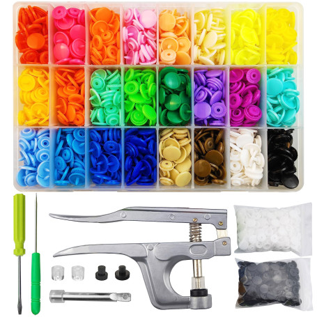 460 Ensembles de Boutons Pression Plastique avec Pince