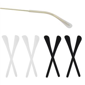 4 paires Silicone Lunettes Embouts Extrémités Antidérapants Noir et Blanc Confortable Souple Jambes de Lunettes en Métal en Sili