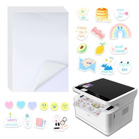 Pack de 20 feuilles A4 de papier autocollant à imprimer - papier autocollant imprimante pour imprimantes jet d'encre et laser