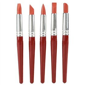 5 Pcs Lot de pinceaux Embout en Caoutchouc pour Modelage Sculpture d'Argile Poterie