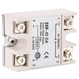 Relais à Semi-Conducteurs Monophasé DC-AC SSR-40DA 40A Tension d'Entrée 3-32V DC Tension de Sortie 24-380V AC