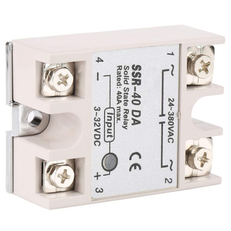 Relais à Semi-Conducteurs Monophasé DC-AC SSR-40DA 40A Tension d'Entrée 3-32V DC Tension de Sortie 24-380V AC