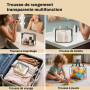 Cheerhom 3PCS Trousse de Toilette Transparente, Kit de Voyage pour l’Avion, Trousse Maquillage, Trousse de Toilette Femme Homme