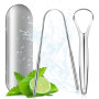 Bukuhlio Kit Double Acier Inoxydable Grattoir à Langue | Hygiène Buccale Homme/Femme Écologique Facile à Nettoyer