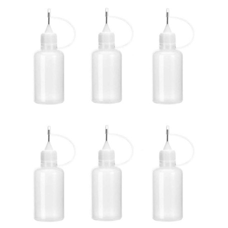 Lot de 6 flacons applicateurs de 30 ml - Flacon de colle à pointe aiguille - Pour bricolage